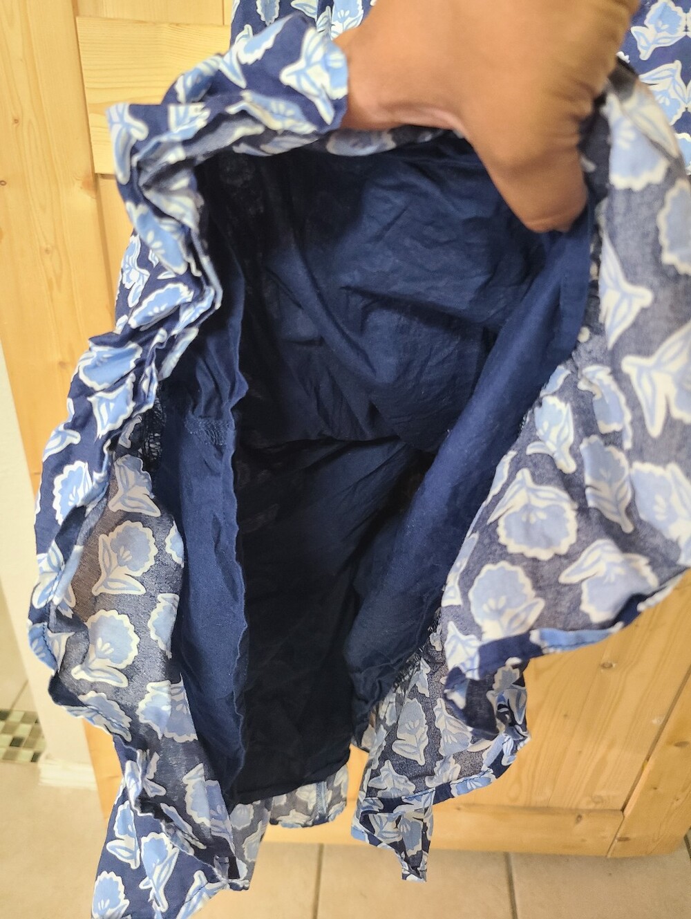 J. Crew Navy and Light Blue Floral Smocked Midi Dress - Picture 6 of 9